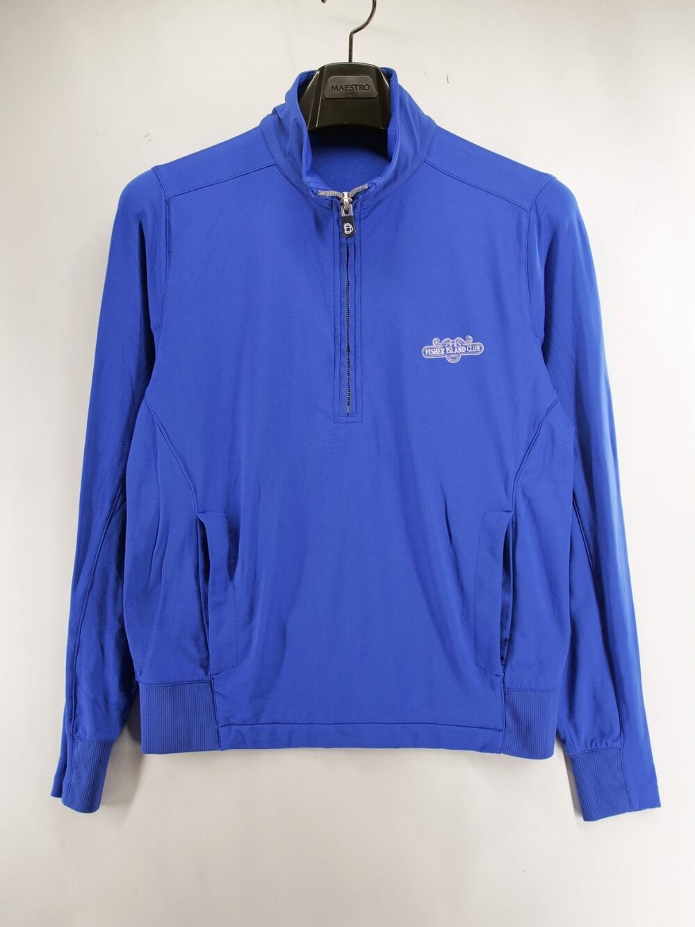 B Draddy Fisher Island Club 1/4 Zip Pullover Jacket Mens Small S Blue Golf